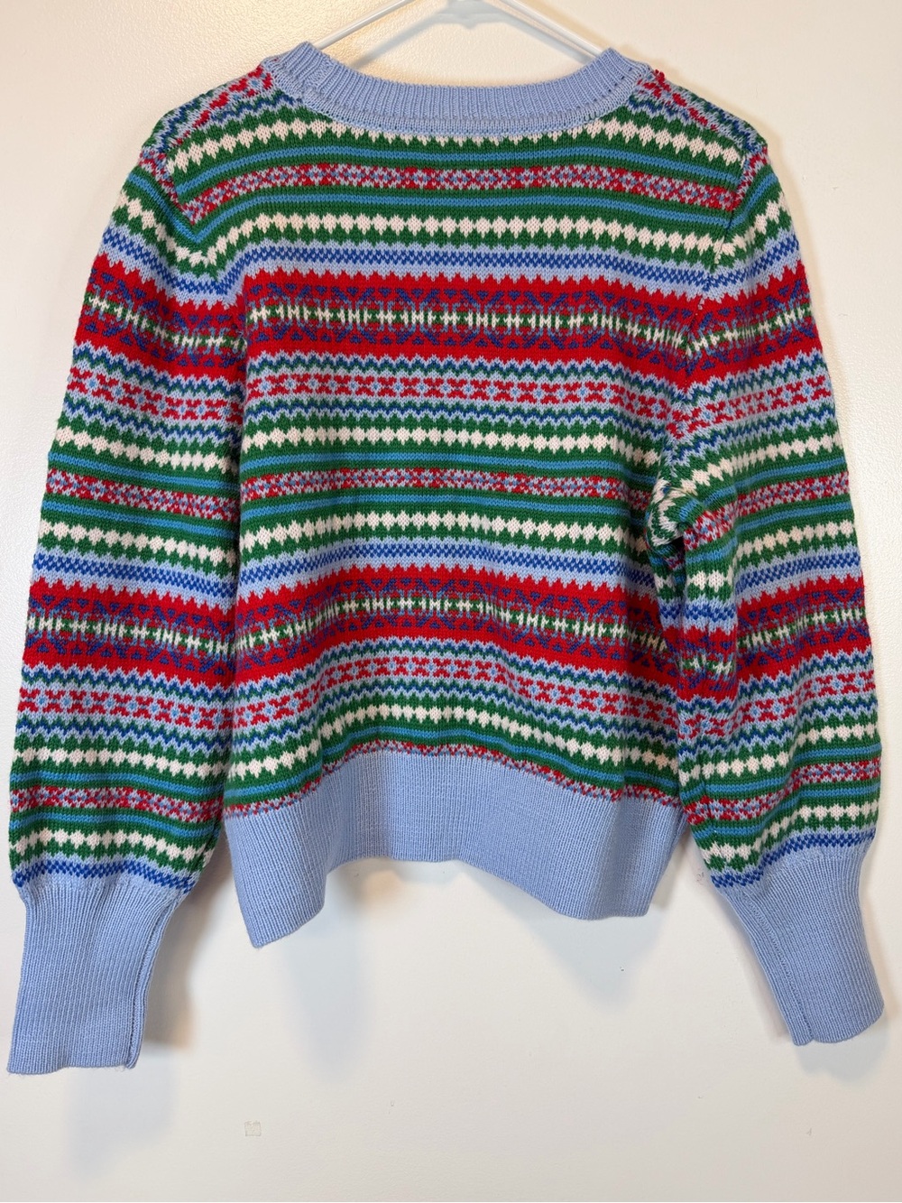 Free Assembly Fair Isle Multicolor Crewneck Sweater Tall Cuffs Women’s Large - Picture 2 of 6